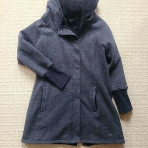 Northface ¾ length zipup hooded fleece jacket, XL, gray/black